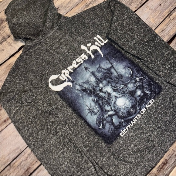 Cypress Hill Hoodie, Elephants On Acid Hooded Sweatshirt Gray Full Zip Sz Medium - Picture 8 of 8
